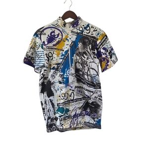 Vintage Castelli Greg Lemond Cycling Jersey 1/2 Zip Made in USA Men's Large AOP